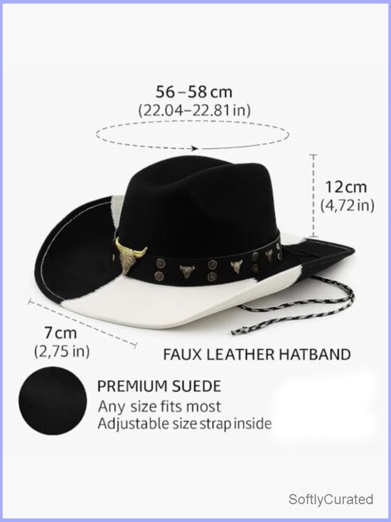 Wide Brim Cowboy Hat with Chinstrap Western Cowgirl Hat for Party main image 5